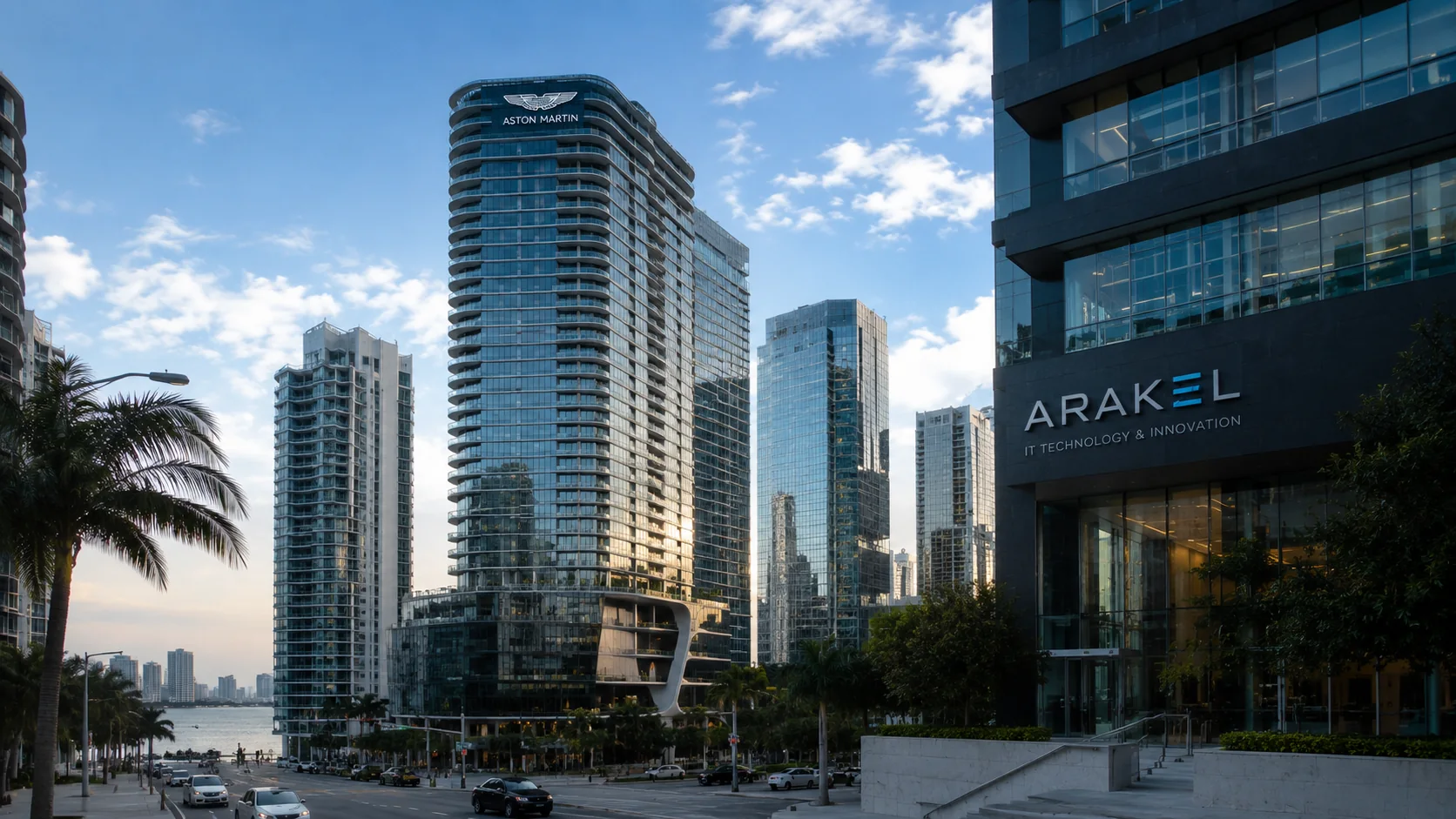 Modern Miami business district and technology environment